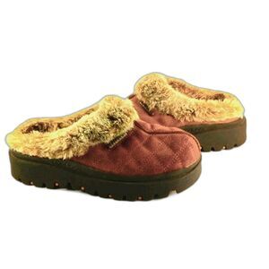 Skechers Fortress Clog/Slipper Suede Faux Fur Lined Chunky Women's 7.5..........